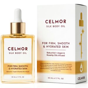 Experience CELMOR Silk Body Oil, a premium imported blend for firm, smooth, and hydrated skin. Available at Curat Cart.