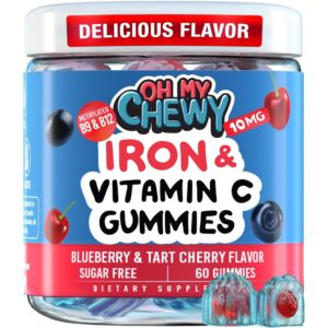 Premium imported Iron Gummies for Kids in blueberry and tart cherry flavor, available at Curat Cart. Boost your child's health today.