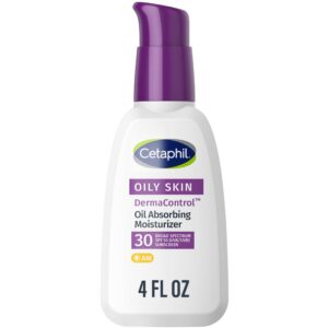 Cetaphil DermaControl Moisturizer SPF 30, authentic oil-absorbing formula for oily skin protection.