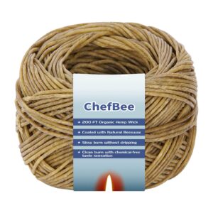 Discover CHEFBEE Organic Hemp Wick, a premium import for clean burning, coated with natural beeswax, available at Curat Cart.