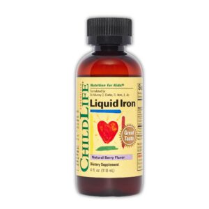 Premium imported ChildLife Essentials Liquid Iron in natural berry flavor, available at Curat Cart for optimal nutrition.