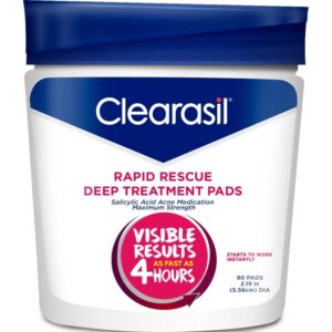 Discover Clearasil Rapid Rescue Deep Treatment Pads for fast acne relief. Authentic product with maximum strength, 90 pads included.