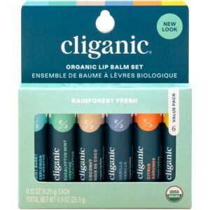 Discover Cliganic's 100% genuine Organic Lip Balm Set featuring six refreshing flavors, USDA Organic certified for natural care.