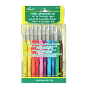 Discover the Clover Amour Crochet Hook Set, a premium import featuring vibrant colors and ergonomic handles, exclusively at Curat Cart.