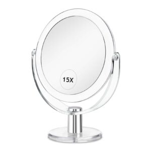 Discover the CLSEVXY Vanity Makeup Mirror, an authentic 15X magnification mirror, perfect for detailed beauty routines.
