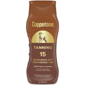 Discover Coppertone Tanning Sunscreen Lotion, a premium import that moisturizes skin for a radiant tan. Available at Curat Cart.