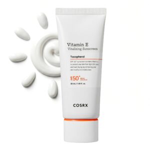 Discover the authentic COSRX Vitamin E Sunscreen SPF 50, expertly protecting your skin with genuine ingredients.
