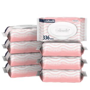 Premium imported Cottonelle Flushable Wipes, fragrance-free, featuring 336 wipes for a refreshing clean. Available at Curat Cart.