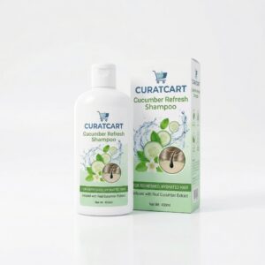 CURAT CART Cucumber Refresh Shampoo - Front Packaging & Bottle View | genuine imported stock available in India at Curat Cart