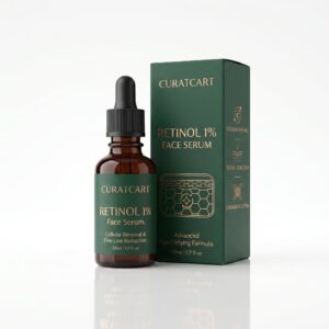 CURAT CART Retinol Face Serum - Front Packaging & Bottle View | genuine imported stock available in India at Curat Cart