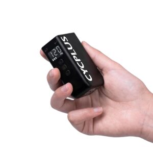 Compact CYCPLUS Tiny Electric Bike Pump showcased as a premium import, ideal for effortless inflation. Available at Curat Cart.