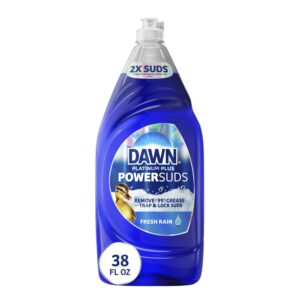 Dawn Platinum Plus Dish Soap in Fresh Rain scent, a premium import known for powerful grease-fighting. Available at Curat Cart.