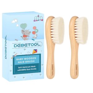 Debetool Baby Hair Brush features soft goat bristles in a premium imported design, available at Curat Cart for your baby's care.
