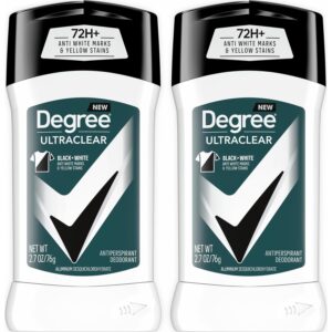 Discover Degree Men UltraClear Antiperspirant, 100% genuine, offering 72+ hours of protection against white marks and yellow stains.