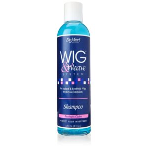 Authentic DeMert Wig & Weave Shampoo protects color for natural and synthetic wigs, weaves, and extensions.
