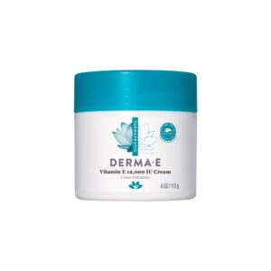Authentic Derma E Vitamin E 12,000 IU cream in a 4 oz jar, perfect for nourishing and hydrating your skin.