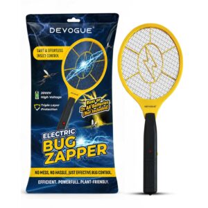 Experience the DEVOGUE Electric Fly Swatter, a premium import for swift insect control. Available at Curat Cart. Efficient and powerful.