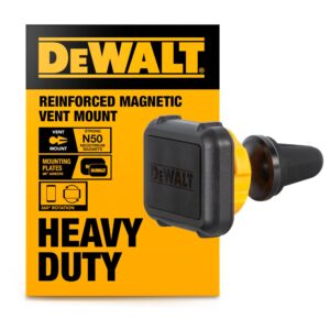 100% Genuine DEWALT Heavy Duty Magnetic Phone Holder for secure vent mounting with 360-degree rotation.