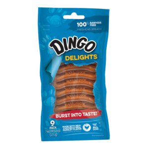 Dingo Delights Dog Treats with Chicken, premium import, bursting with flavor. Available at Curat Cart for your furry friend.