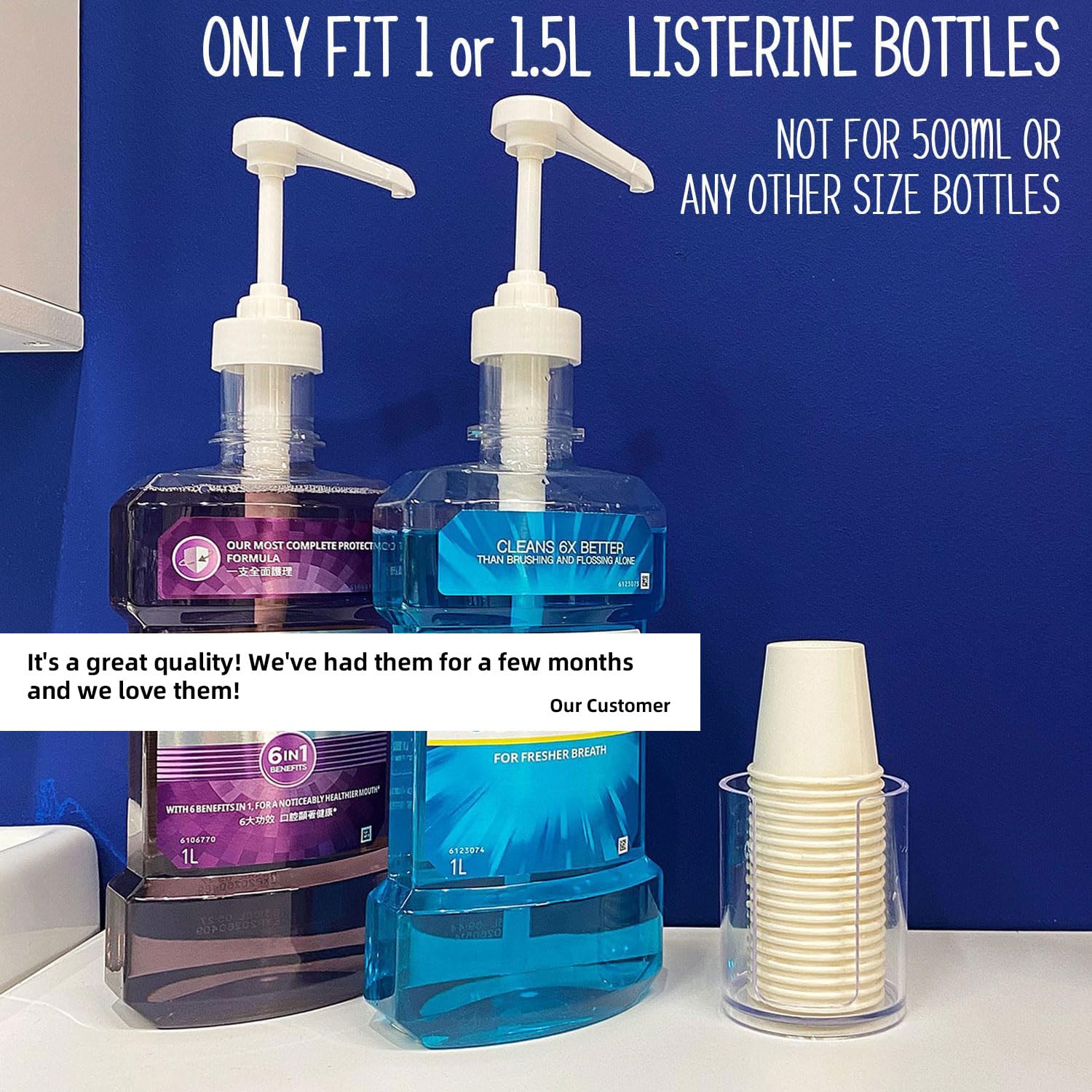 Discover Listerine dispenser pumps, perfect for 1L or 1.5L bottles. 100% Authentic, available at Curat Cart in India.