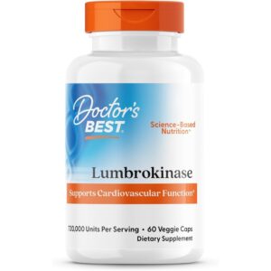 100% Genuine Doctor's Best Lumbrokinase, supports cardiovascular function with 60 veggie caps for optimal health.