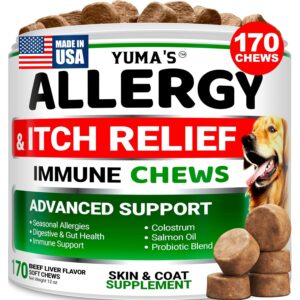 Premium imported Dog Allergy Relief Chews by Yuma's, offering advanced support for seasonal allergies and immune health. Available at Curat Cart.