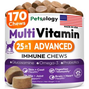 Premium imported Dog Multivitamin Chewable, 25-in-1 advanced formula for all breeds, available at Curat Cart.