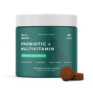 Paw Balance Dog Probiotics and Multivitamin Chews offer premium imported nutrition for digestion and overall health. Available at Curat Cart.