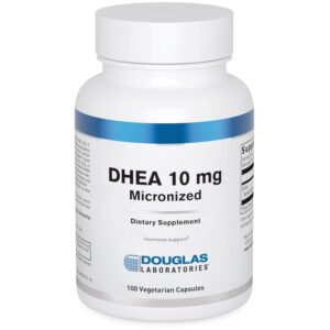 Authentic Douglas Laboratories DHEA capsules, 100% genuine dietary supplement for hormone support.