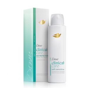 Dove Clinical Care Antiperspirant Spray offers 96-hour protection. Premium import available at Curat Cart for soft sensitive skin.