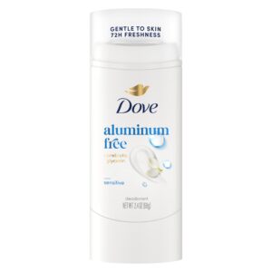 Dove Aluminum Free Deodorant Stick for sensitive skin, offering 72-hour freshness and gentle care. 100% genuine product.