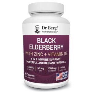 Dr. Berg Black Elderberry Capsules offer premium imported immune support with Zinc and Vitamin D3, available at Curat Cart.