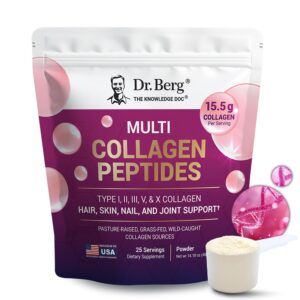 Dr. Berg's authentic Multi Collagen Peptides Powder for hair, skin, nails, and joint support. 100% genuine dietary supplement.