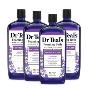 Dr Teal's authentic lavender foaming bath with pure Epsom salt, soothing and calming for restful sleep.
