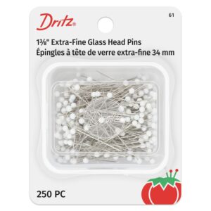 Dritz Glass Head Pins Extra Fine, premium imported sewing essentials, ideal for precise fabric work. Available at Curat Cart.