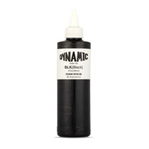 Authentic Dynamic Color Black Tattoo Ink bottle, premium quality, made in the USA for vibrant tattoo artistry.