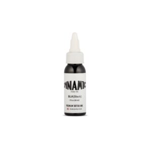 Premium imported Dynamic Color Tattoo Ink in black, 1 oz bottle, ideal for professional tattoo artists. Available at Curat Cart.