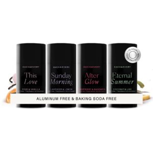 Discover the Each & Every Mini Deodorant Set, a premium import featuring four natural fragrances, available at Curat Cart.