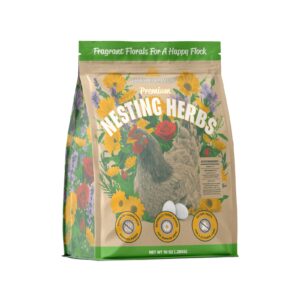 Eaton Nesting Herbs Aromatic Blend, a premium import for chickens, enhances well-being with fragrant florals. Available at Curat Cart.