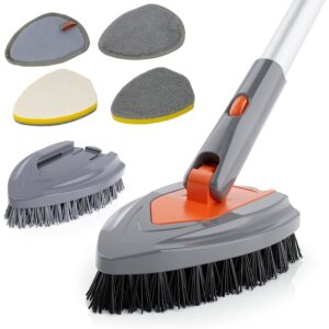Discover the Eazer Long-Handled Tub Scrubber, a premium import from Curat Cart, designed for effortless cleaning with versatile heads.