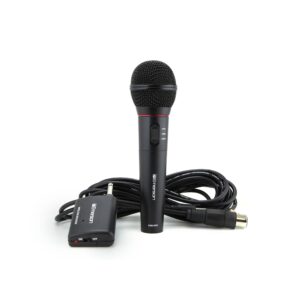 Explore the genuine Emerson Wireless Microphone System, featuring a high-quality mic and receiver for clear audio performance.