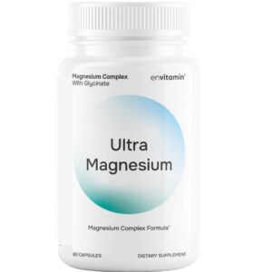 Discover envitamin's Ultra Magnesium Glycinate, a 100% genuine dietary supplement with 60 capsules for optimal wellness.