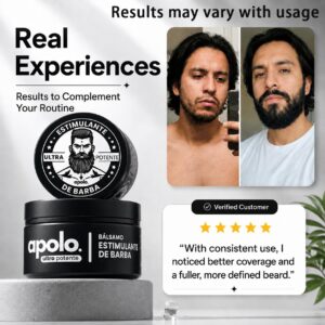 Premium import Estimulante de Barba Bálsamo Crecimiento by Apolo, enhances beard growth for a defined look. Available at Curat Cart.