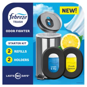 Discover the Febreze Odor Fighter Air Freshener Starter Kit with premium imported Linen & Sky and Fresh Lemon refills at Curat Cart.