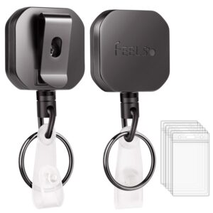 Premium imported FEELSO Retractable Badge Holder with clear ID sleeves, ideal for professionals. Available at Curat Cart.