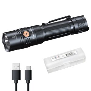 Discover the Fenix PD36R Tactical Flashlight, a premium import featuring a sleek design and included USB-C charging cable, available at Curat Cart.