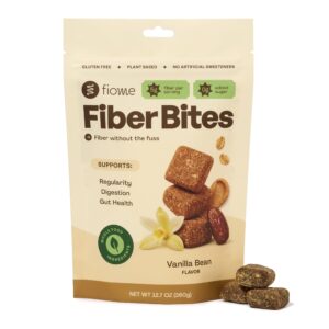 Fiome Fiber Bites in Vanilla Bean flavor, gluten-free and plant-based. Supports digestion and gut health. Authentic product from CuratCart.