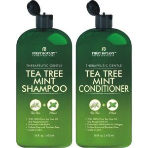 Discover First Botany's 100% authentic Tea Tree Mint Shampoo and Conditioner, enriched with pure tea tree oil and mint.