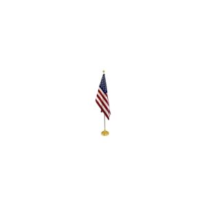 100% Genuine FlagsImp Aluminum Silver Pole with a vibrant American flag, perfect for indoor display and pride.
