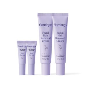 Flamingo Women's Facial Hair Removal Cream, a premium import, gently removes unwanted hair. Available at Curat Cart.